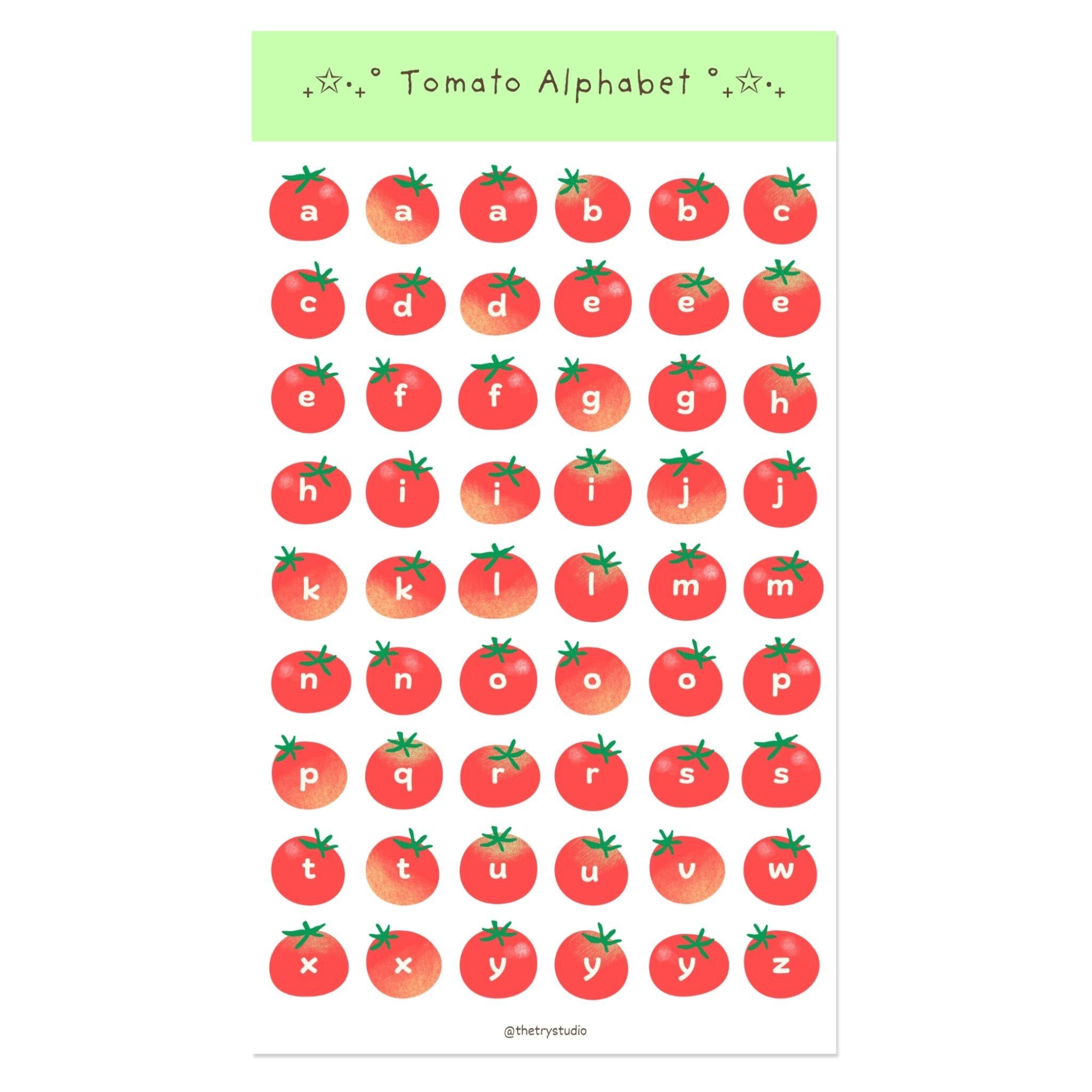 Tomatoes Alphabet | Journaling Sticker Sheet