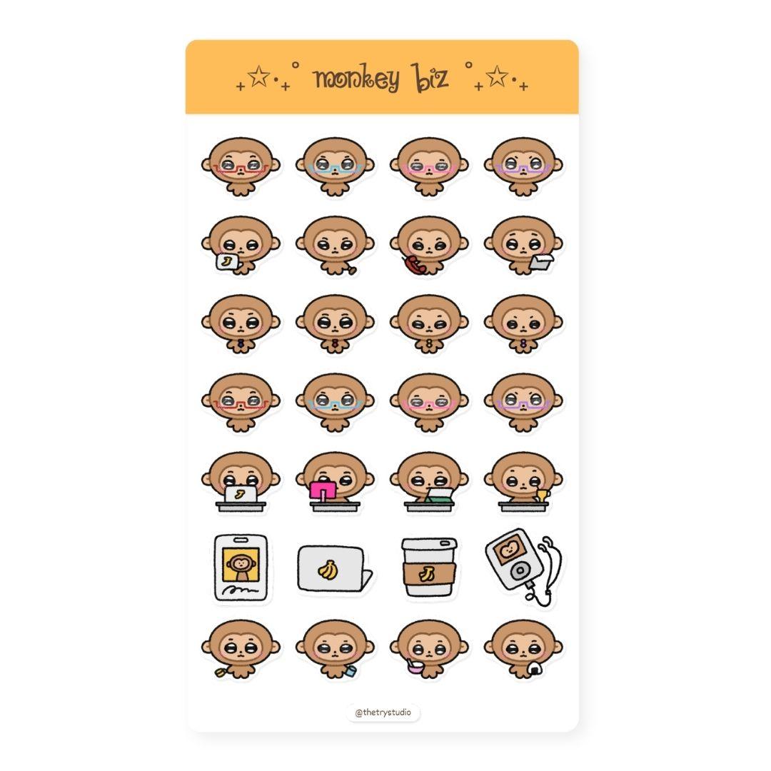 Monkey Biz | Journaling Sticker Sheet