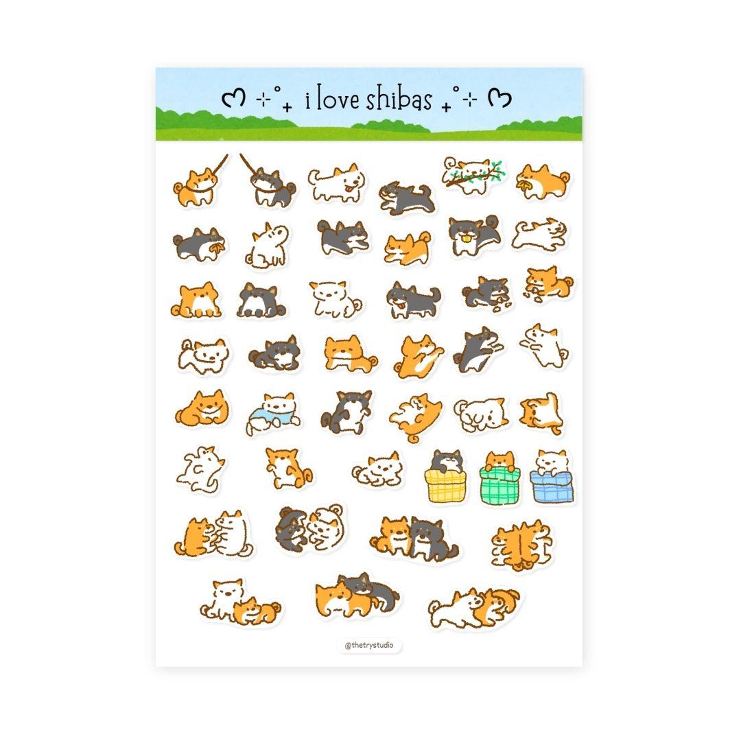I love shibas | Journaling Sticker Sheet