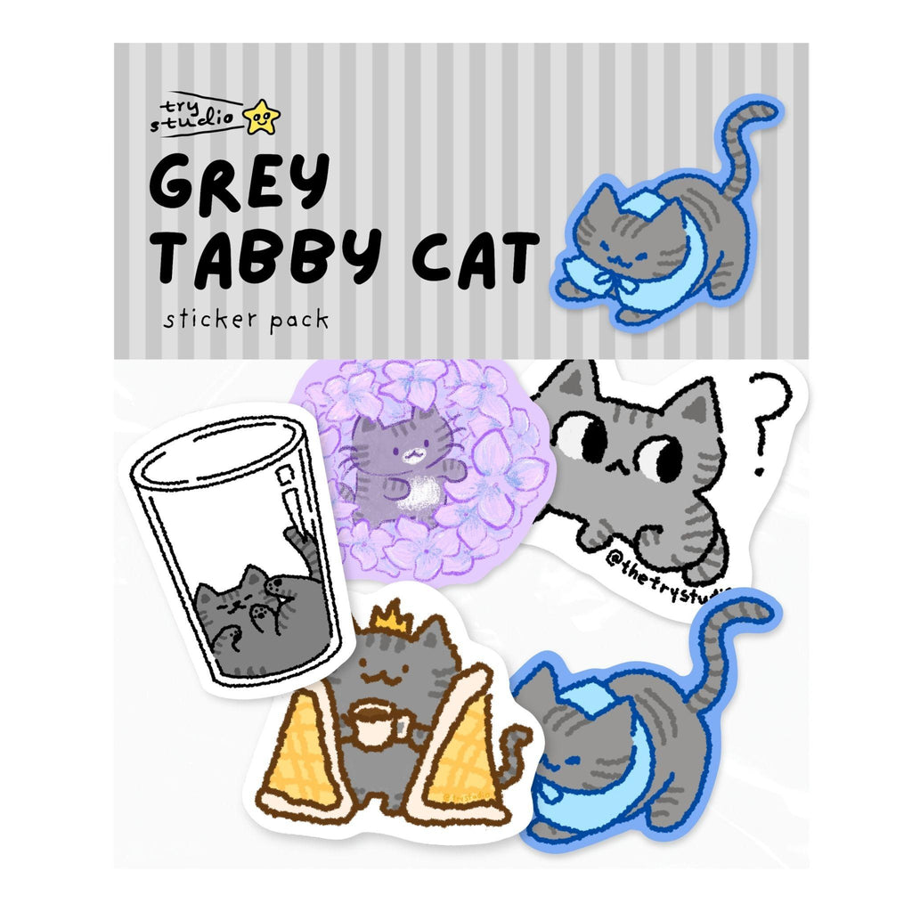 Grey Tabby  Cat | Sticker Pack