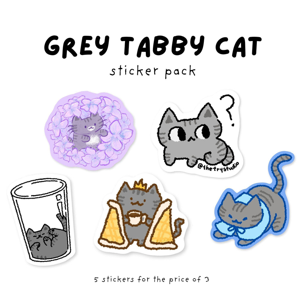Grey Tabby  Cat | Sticker Pack
