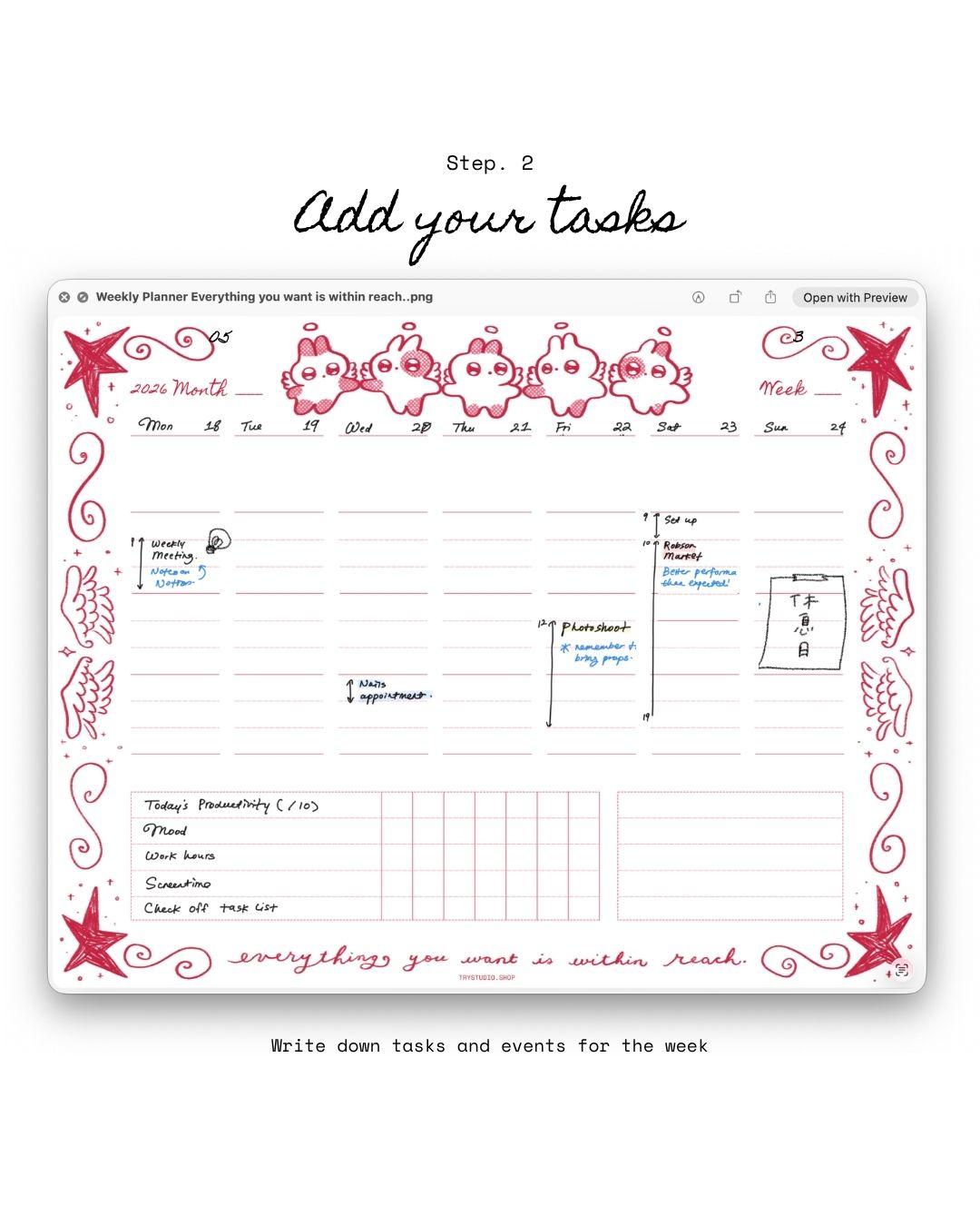 Everything you want is within reach | Weekly memo pad