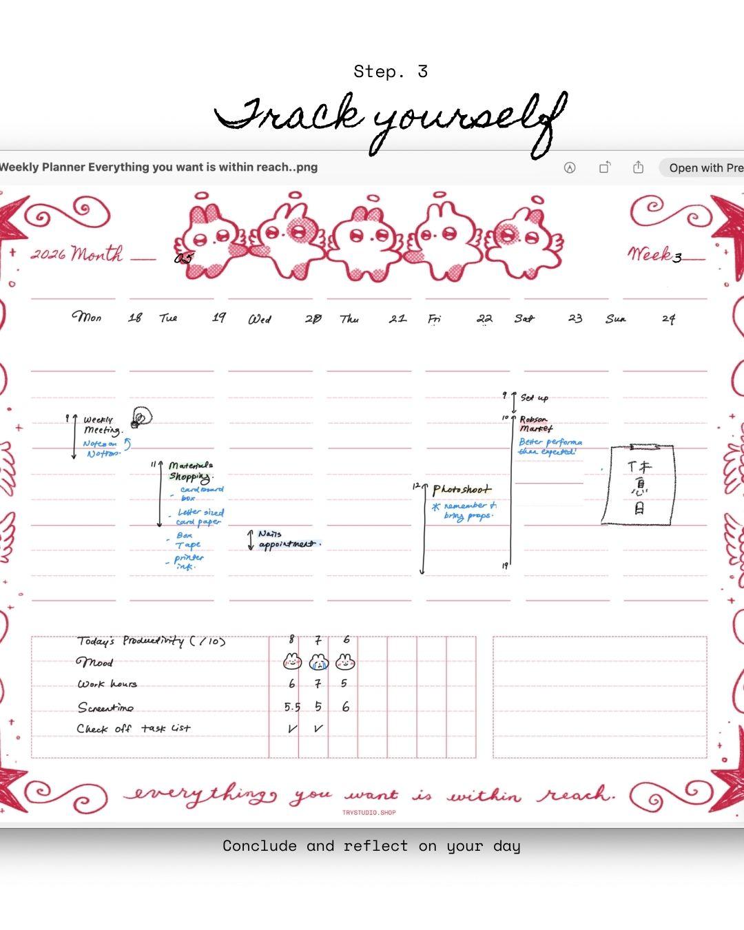Everything you want is within reach | Weekly memo pad