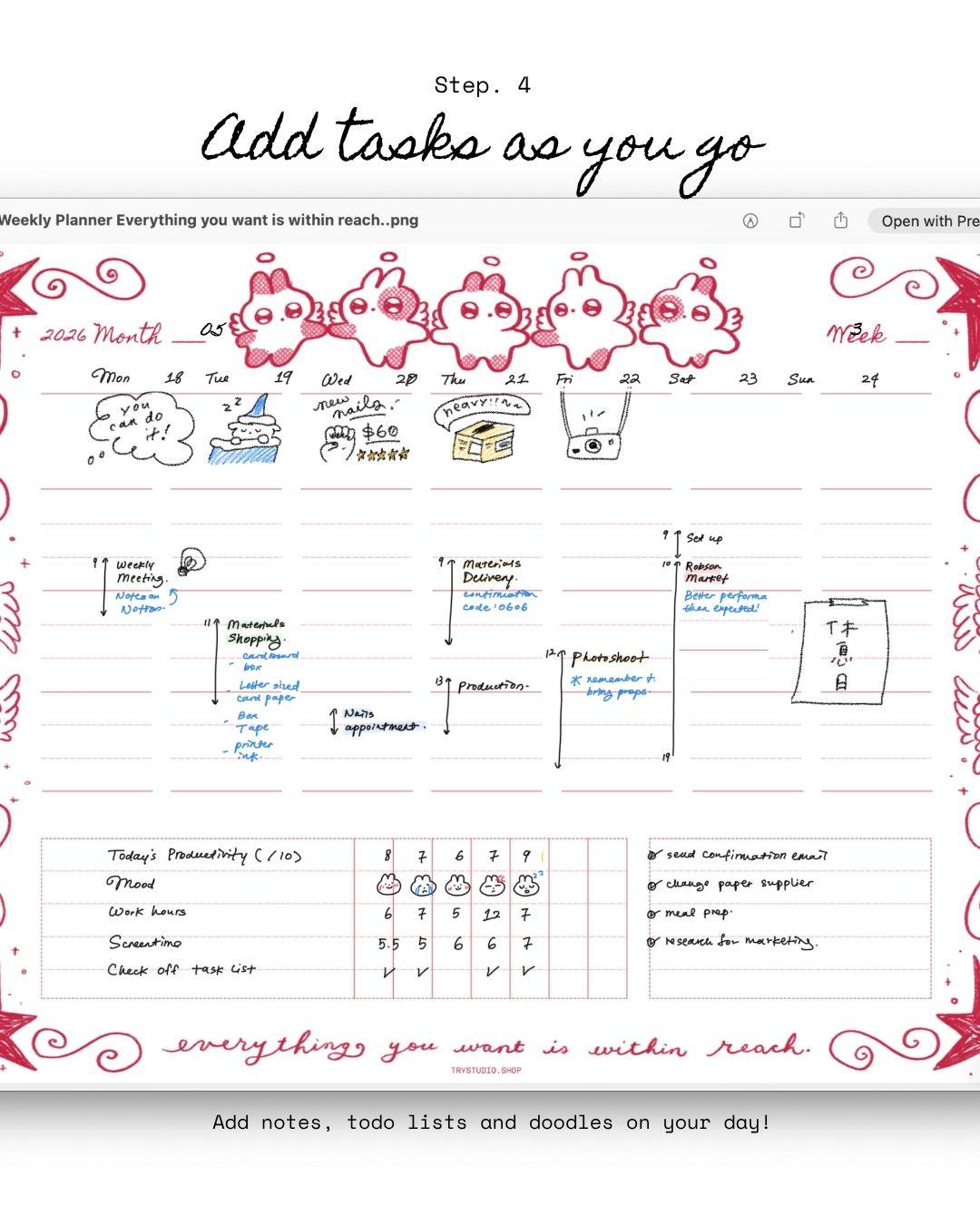 Everything you want is within reach | Weekly memo pad