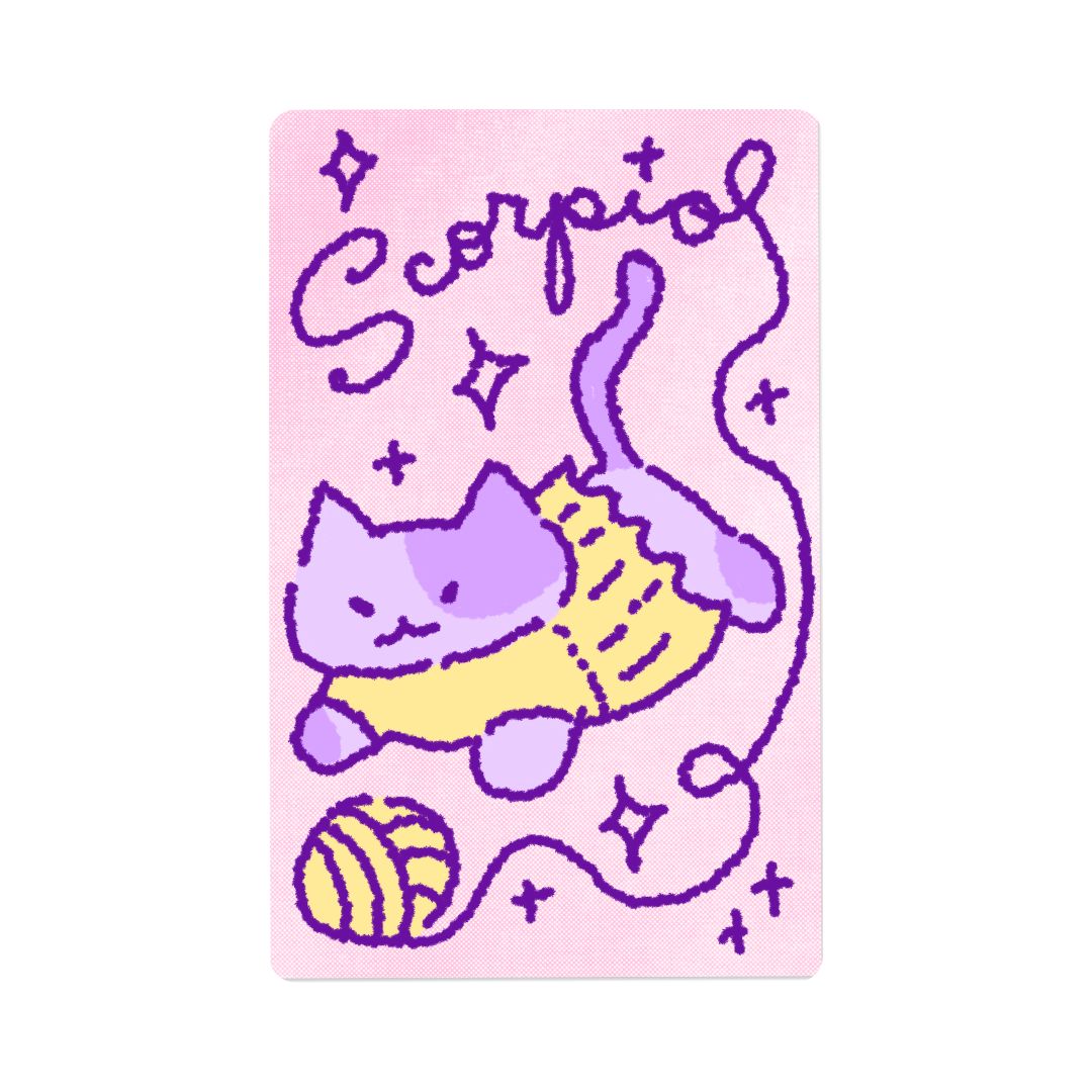 Zodiac Yarn Kitties | Transit Card Sticker