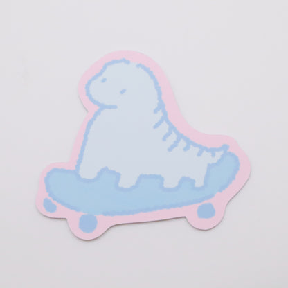 Skateboarding Dinosaur (blue) | Sticker