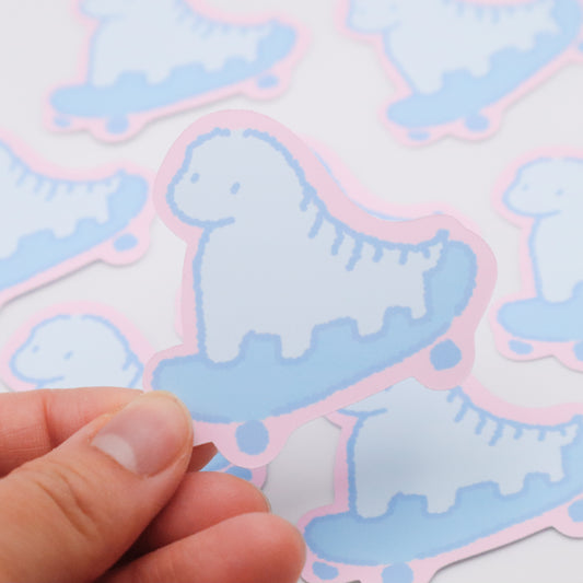 Skateboarding Dinosaur (blue) | Sticker