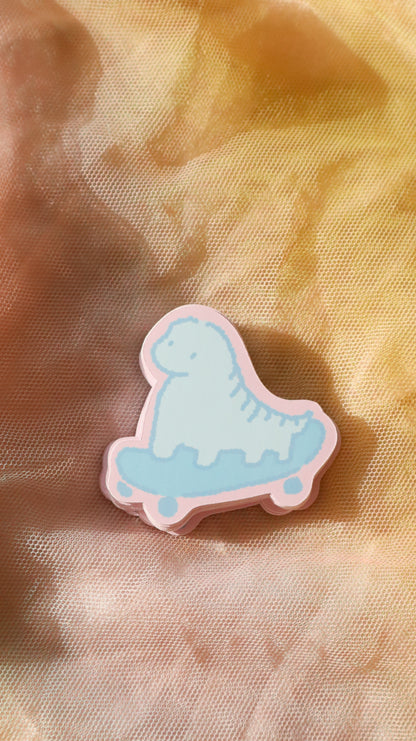 Skateboarding Dinosaur (blue) | Sticker